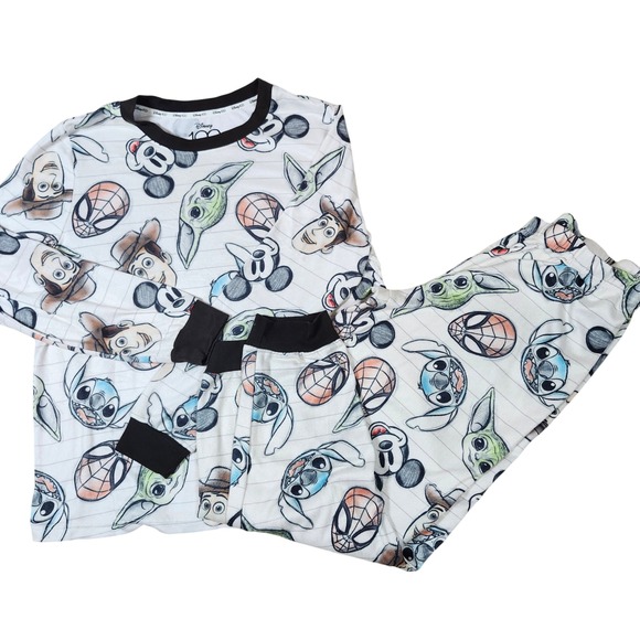 Disney 100 Pajamas L G Mickey Baby Yoda Stitch Spiderman Toy Story - Picture 2 of 8
